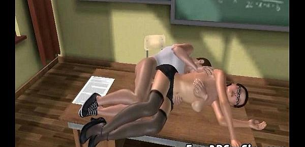  Sexy 3D schoolgirl babe gets fucked hard on a desk